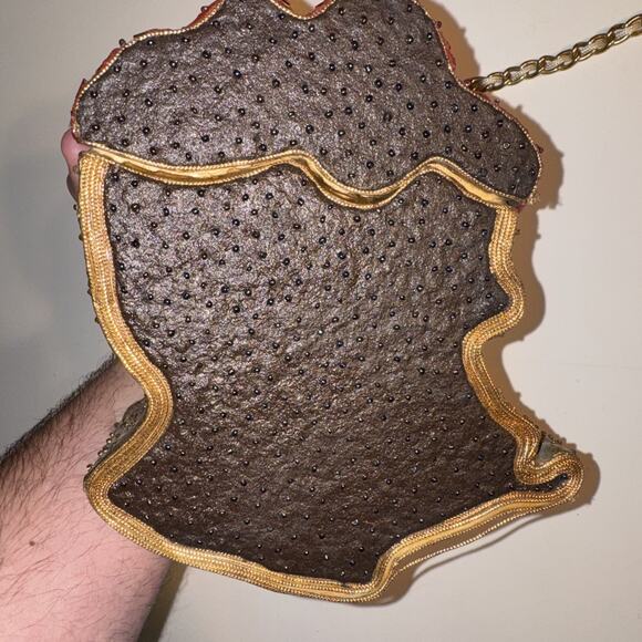 Mary Frances Wood Velvet Beaded Santa Xmas Chain Handbag Purse Holiday - Picture 5 of 11